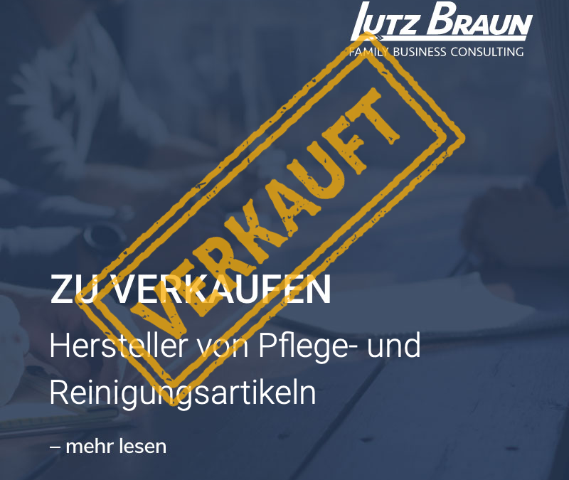 VERKAUFT: KMU Chemie: Hersteller von Pflege- und Reinigungsartikeln, Umsatz 0,5-1 Mio. Euro