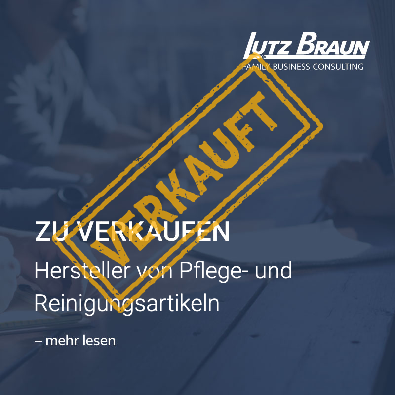 VERKAUFT: KMU Chemie: Hersteller von Pflege- und Reinigungsartikeln, Umsatz 0,5-1 Mio. Euro