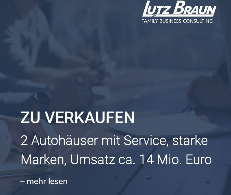 KMU Autohäuser: 2 Standorte Kfz-Handel mit Service, starke Marken, Umsatz 14 Mio. Euro