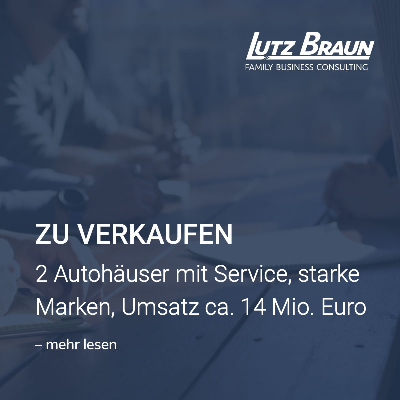 KMU Autohäuser: 2 Standorte Kfz-Handel mit Service, starke Marken, Umsatz 14 Mio. Euro